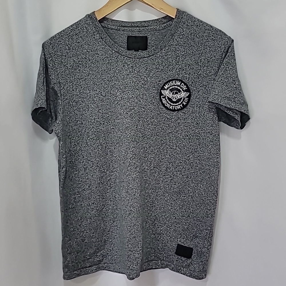 MUSIUM DIV. MDIV Logo Brand Slim Fit Cotton Heathered Charcoal Mute Static